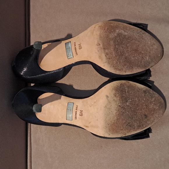 ♻️DONATED♻️ Badgley Mischka Open-Toe Heels, Bow Embellishments, Black, Size 6 - Picture 6 of 9